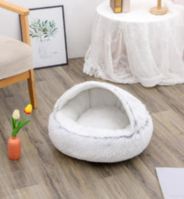 2 In 1 Dog And Cat Bed Pet Winter Bed Round Plush Warm Bed House Soft Long Plush Pets Bed Pet Products by Ricaloux