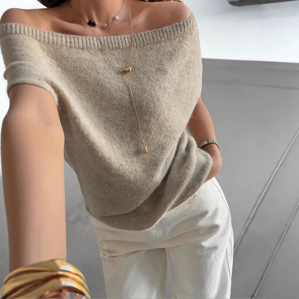 Womens Off-shoulder Short-sleeve Knit Top – Premium 0 | RICALOUX