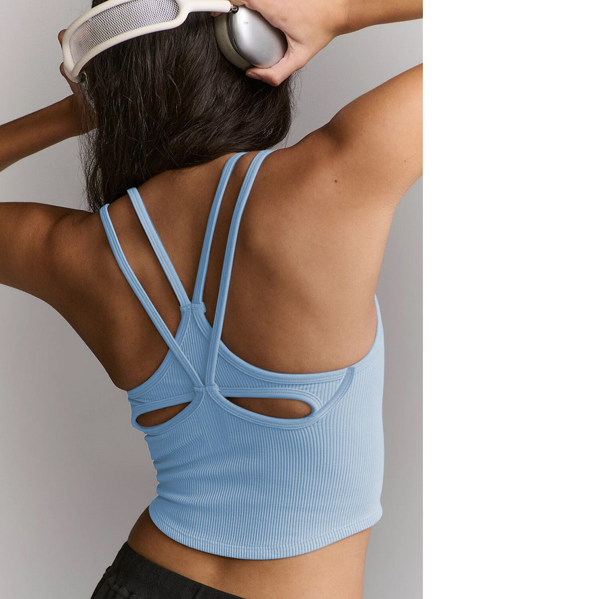 Women's Sleeveless Fashionable Unique Sports Casual Thin Strap Hollow Back Crop Backless Tank Top With Built-in Bra Pads – Premium 4 | RICALOUX