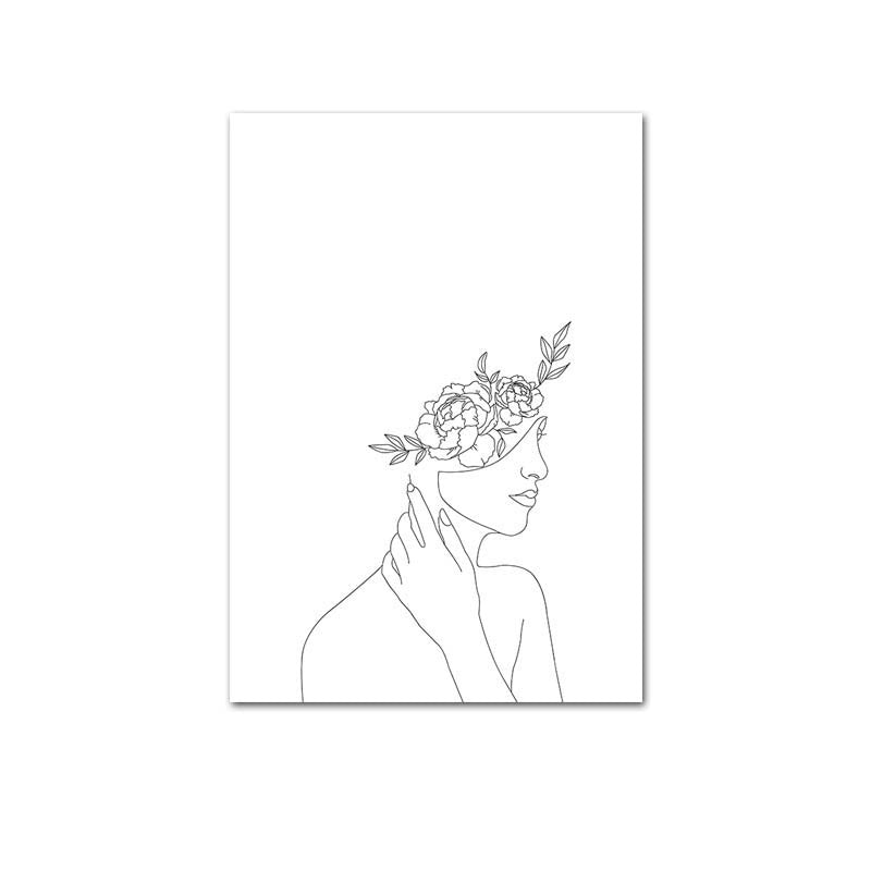 Abstract Botanical Canvas Drawing Style Home Decor - RICALOUX