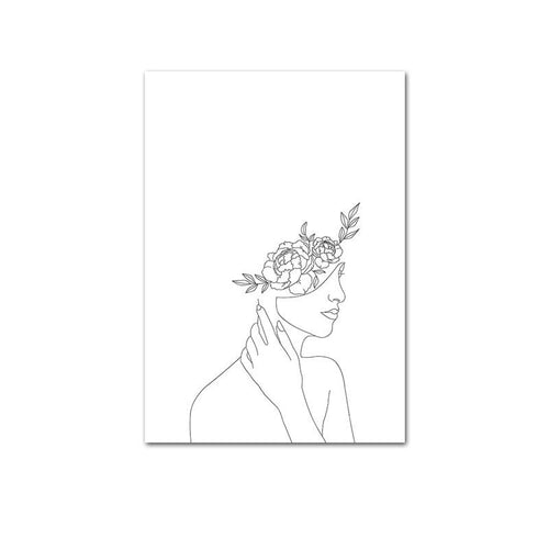 Abstract Botanical Canvas Drawing Style Home Decor - RICALOUX