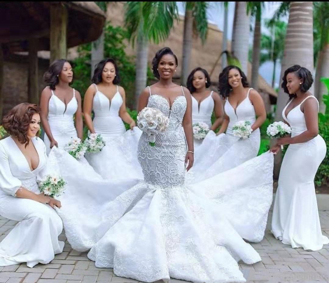 African mermaid cutout lace wedding dress - RICALOUX