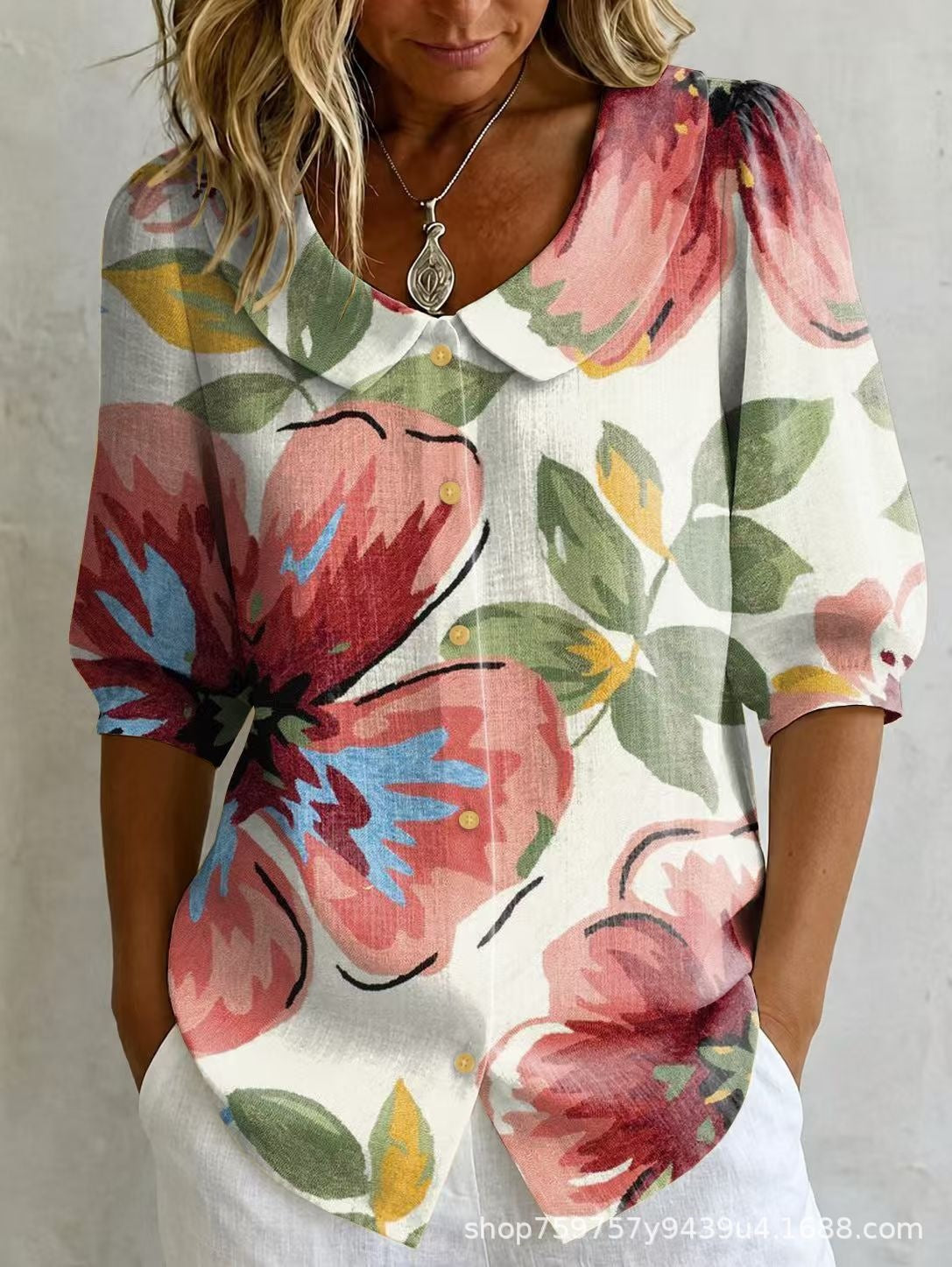 Womens Casual Fashion Printed Short-sleeve Top – Premium 0 | RICALOUX