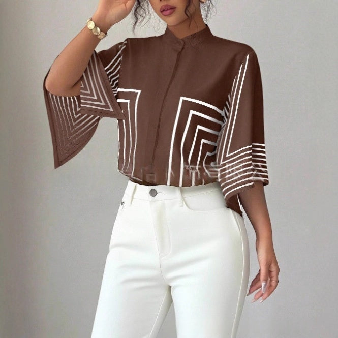 Casual Romantic Floral Loose-fit Shirt by Ricaloux