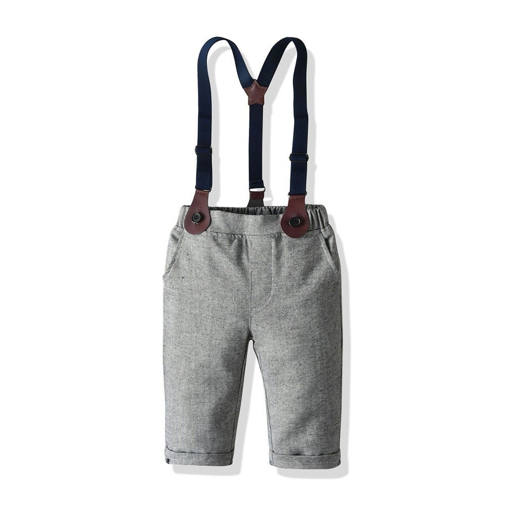 Children's Clothing Autumn And Winter Long Sleeve Cotton White Shirt Trousers Birthday Flower Children's Dress Boys Winter Suit - RICALOUX