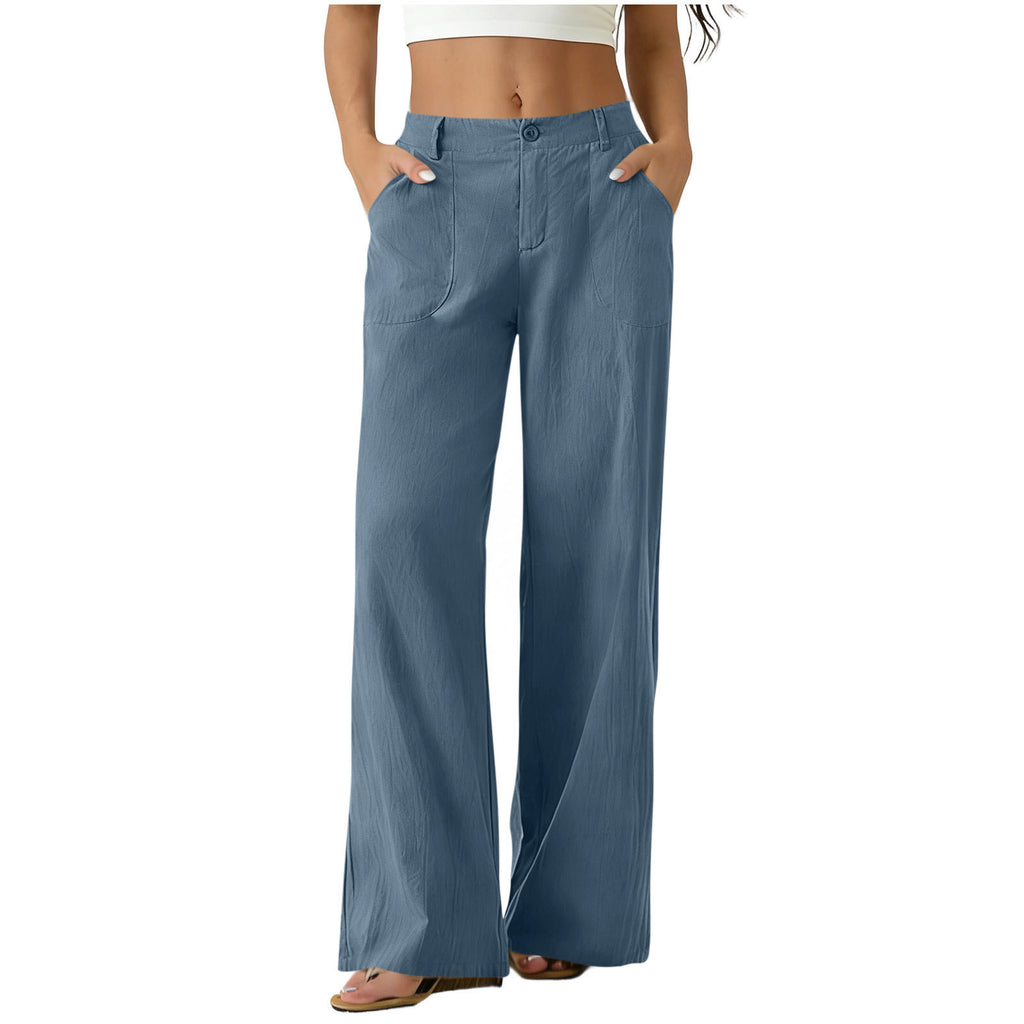 Womens Formal Suit Pants Elastic Waistband Patch Pockets Solid Color by Ricaloux