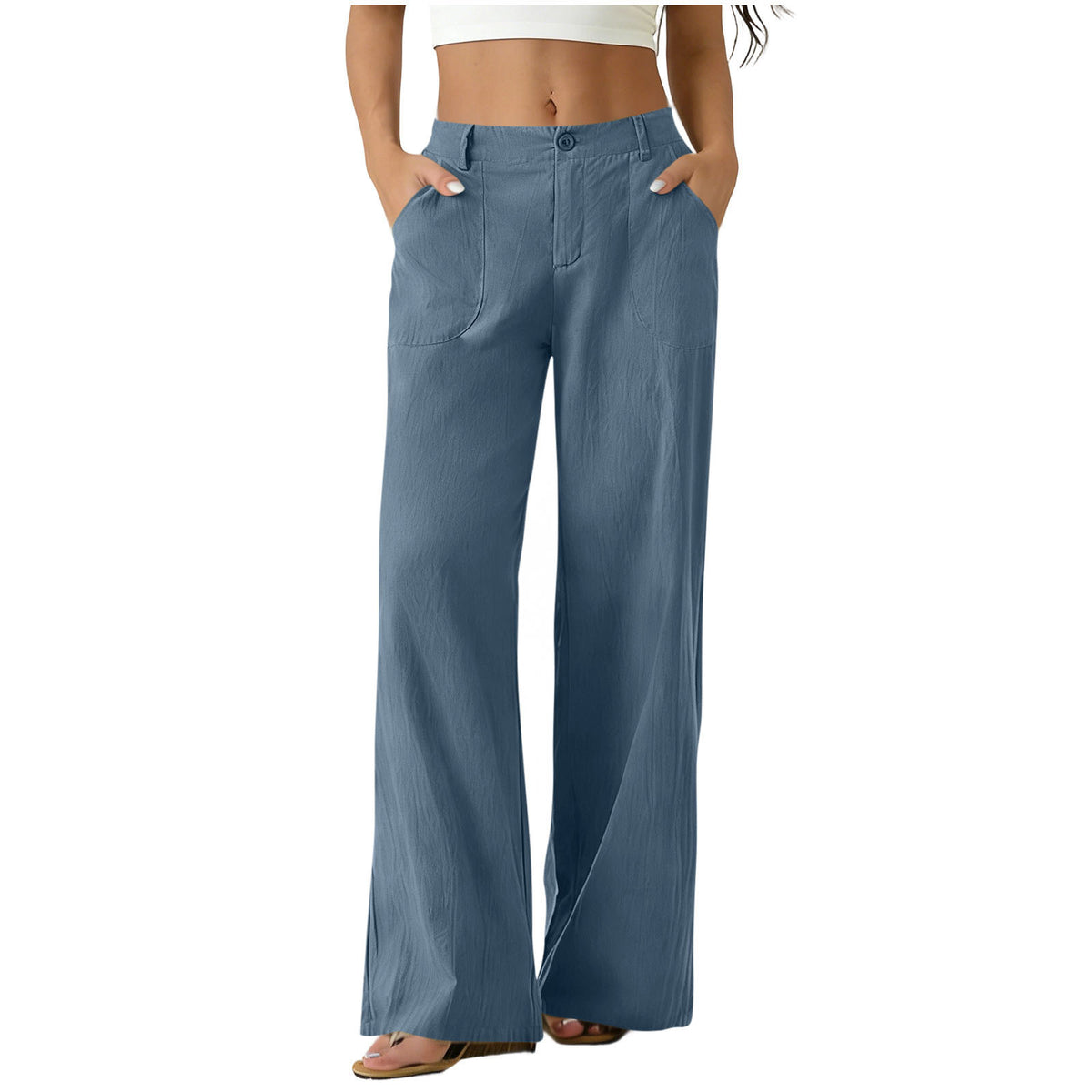 Womens Formal Suit Pants Elastic Waistband Patch Pockets Solid Color by Ricaloux