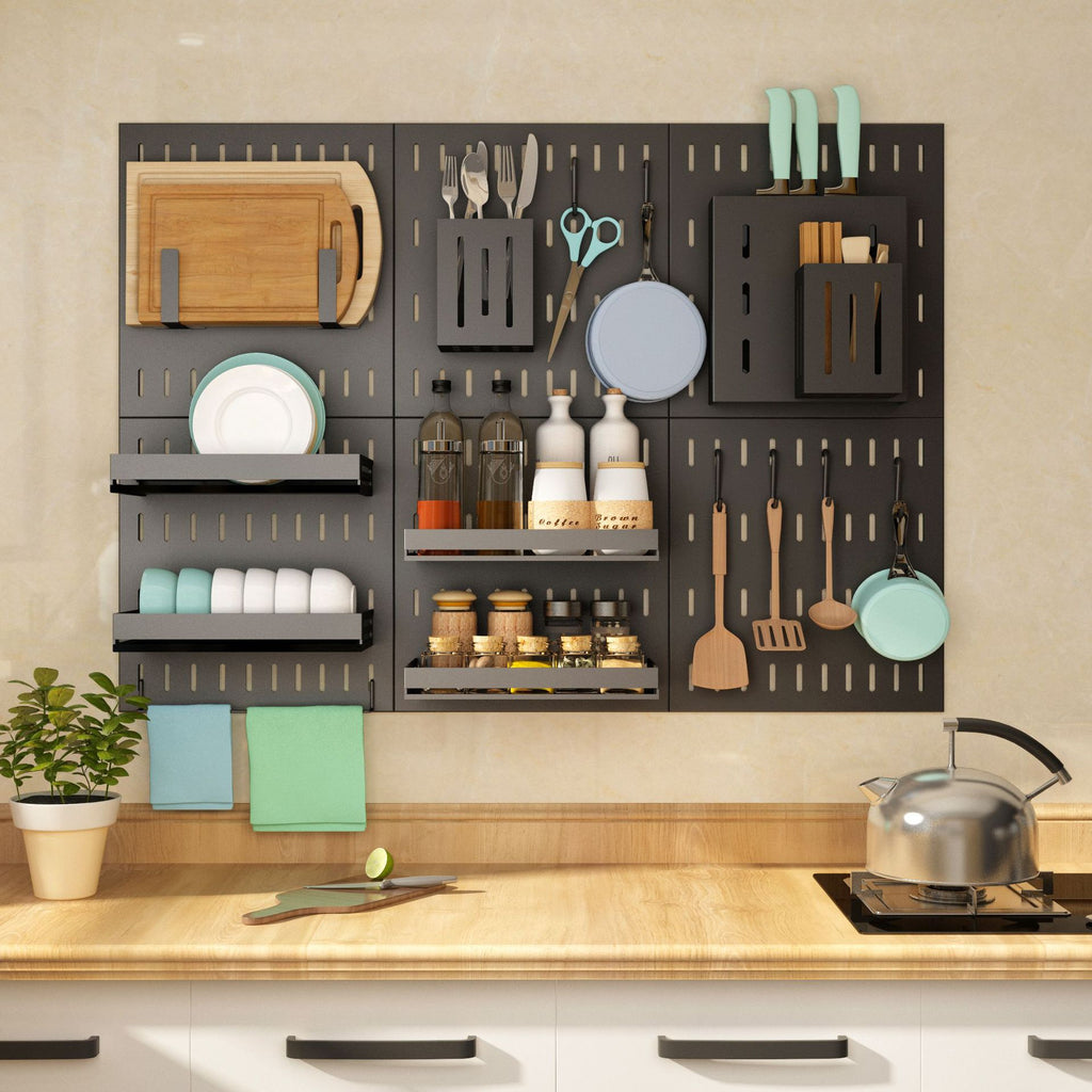 Stainless Steel Kitchen Wall Mounted Kitchen Storage Rack Hole Plate - RICALOUX