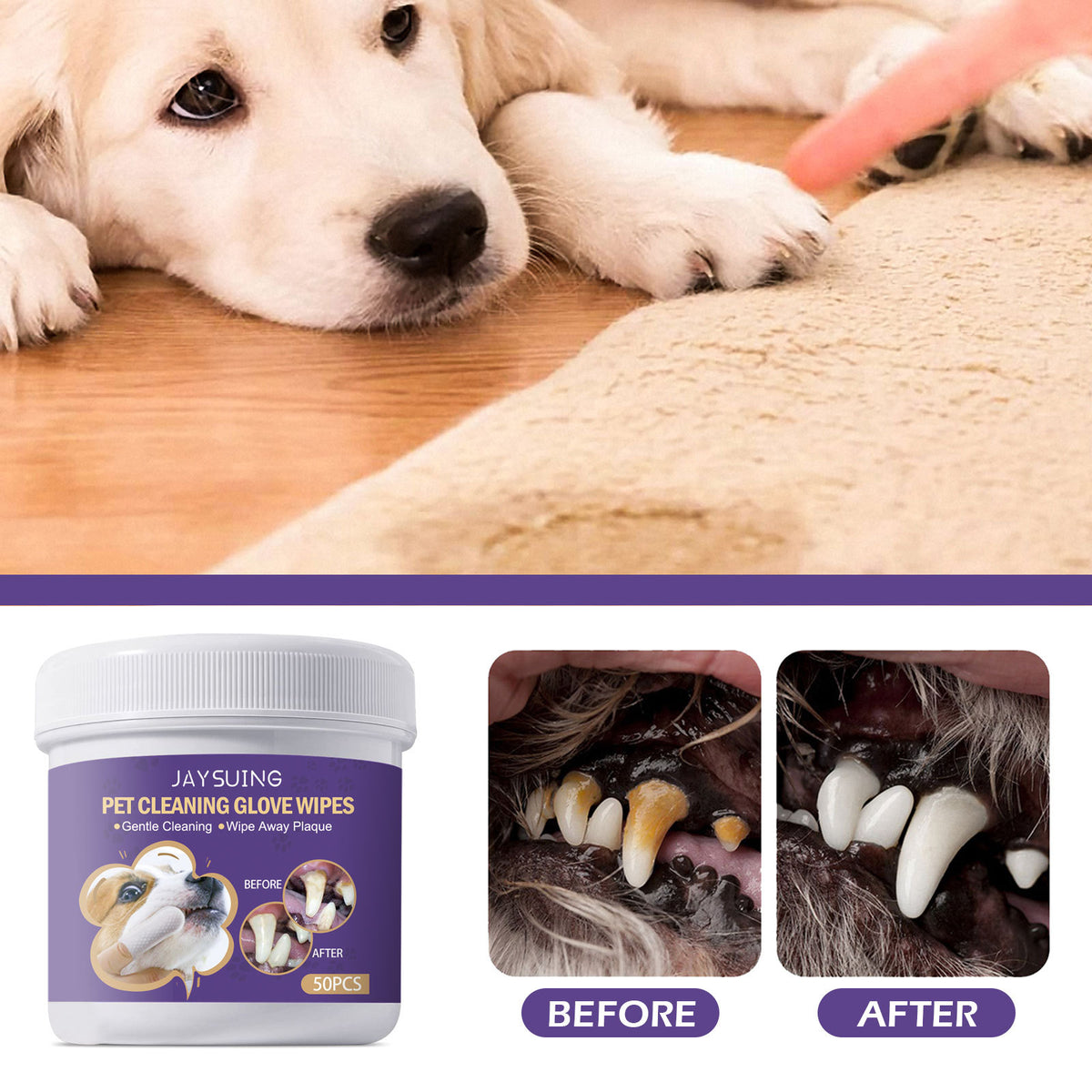 Pet Cleaning Gloves Wet Wipes Pet Gum Care Gentle Cleaning Teeth Remove Tartar Odor by Ricaloux