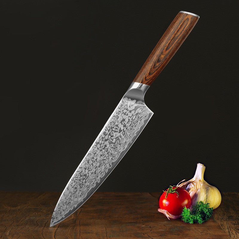 Damascus Leather Steel Kitchen Stainless Steel Kitchen Knife - RICALOUX