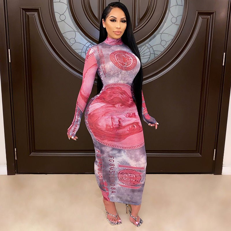 See-through long-sleeved one-piece dress - RICALOUX