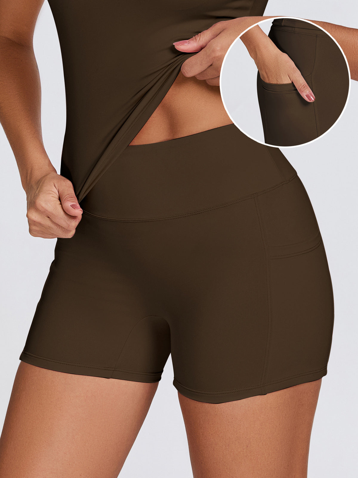 Womens Quick-Drying Yoga Outfit With Pockets Outdoor Running And Fitness Shorts by Ricaloux