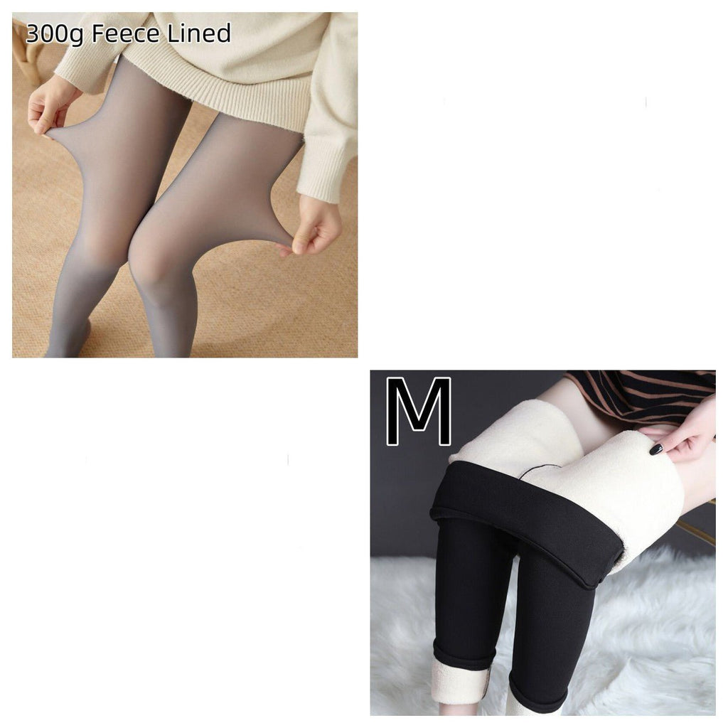 Fleece-lined Thickened Sheer Tights Leggings Transparent One-piece Pantyhose Superb Fleshcolor Pantynose - RICALOUX