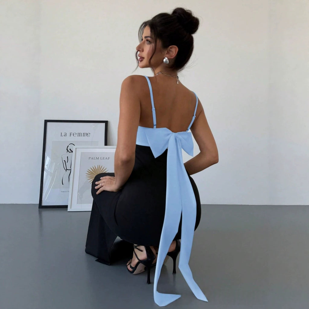 New Womens Backless Color Block Dress – Premium 0 | RICALOUX