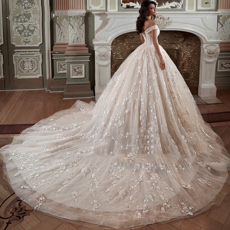 Off-shoulder French-style Bride Trailing Mori Style Simple Small Wedding Dress - RICALOUX