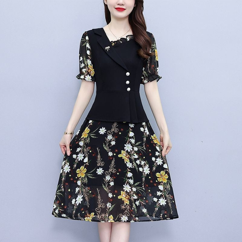 Fashionable Floral Printed Silk Dress For Women by Ricaloux