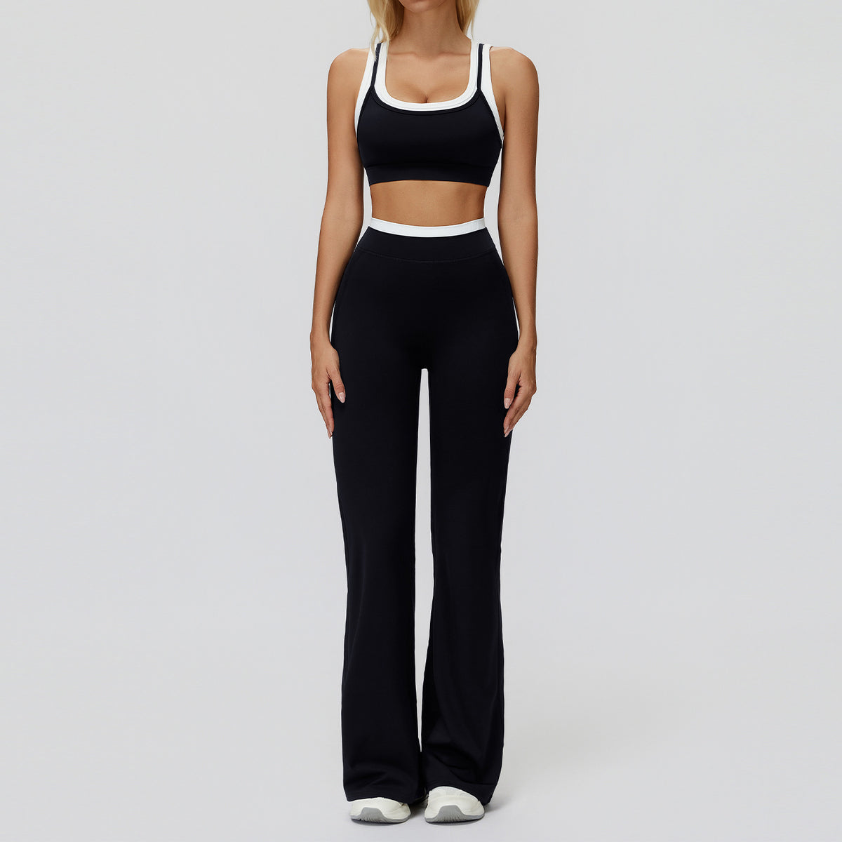 Contrast Nude Yoga Suit Thread by Ricaloux