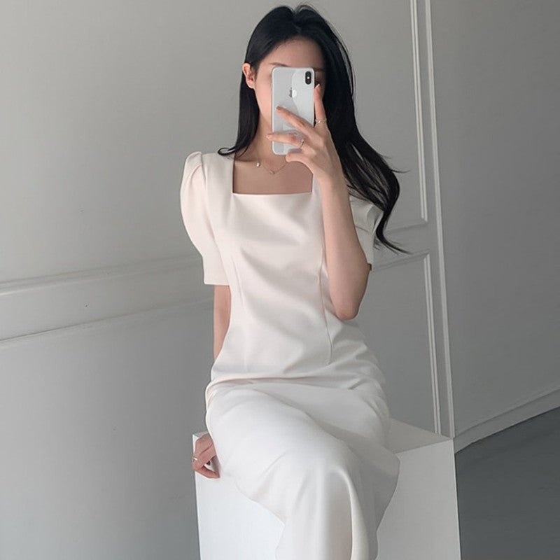 Split puff sleeve hip dress - RICALOUX