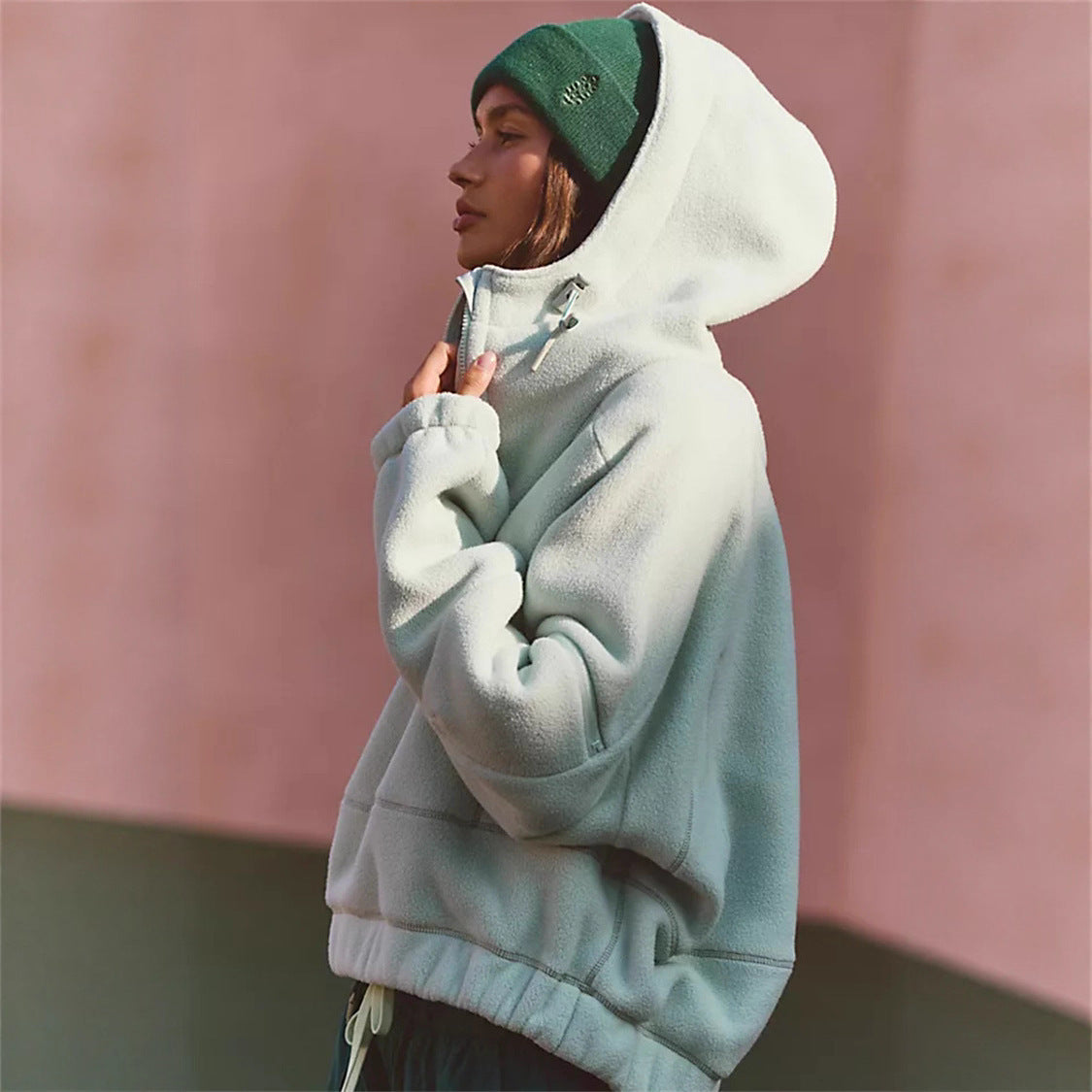 Zip-up Long-sleeve Pullover Hoodie Street-style Sports Hooded Sweatshirt by Ricaloux