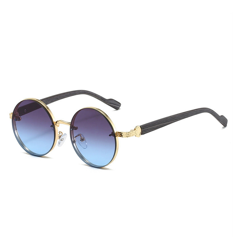 Retro Wood-grain Sunglasses For Men Round Frame – Premium 0 | RICALOUX