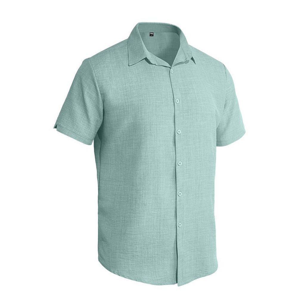 Mens Quick-Dry Short-Sleeve Breathable Solid-Color Lapel Casual Business Shirt by Ricaloux