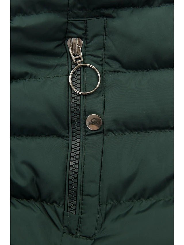 Women's Plush Hooded Mid-length Oblique Zipper Cotton-padded Coat - RICALOUX