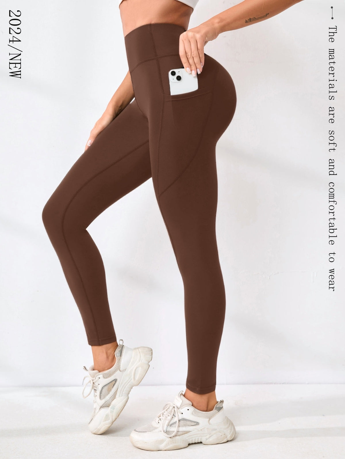 High-waisted Solid-color Tight Yoga Pants For Women, Slim-fit, Sexy Design, Suitable For Running And Outdoor Activities, Popular In European And American Markets by Ricaloux