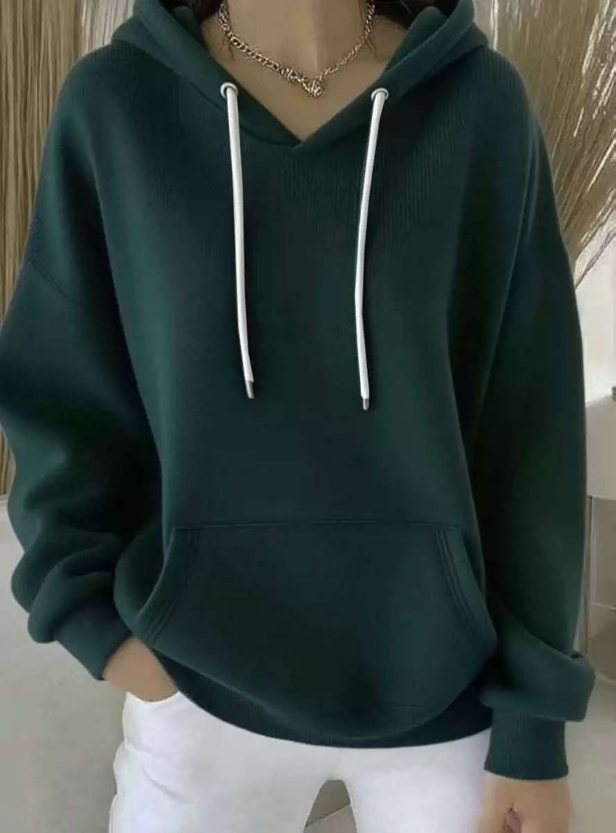 Casual Solid-color Trendy Hoodie With Drawstring Long-sleeve Hooded Sweatshirt – Premium 0 | RICALOUX
