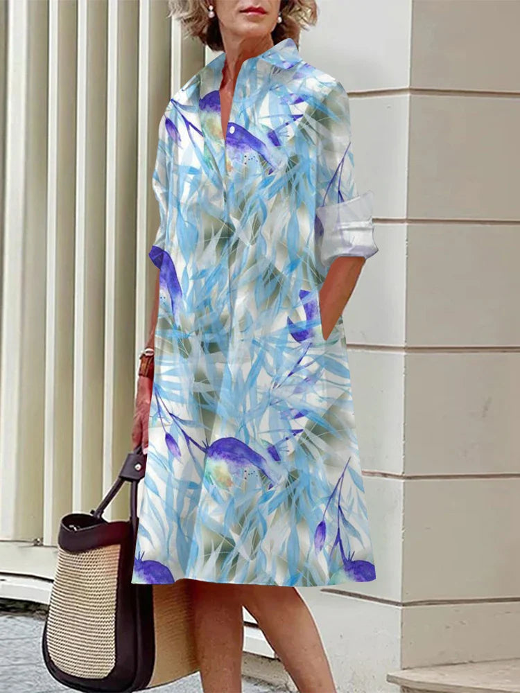 Abstract Pattern 3D Digital Printing Women's Shirt Dress by Ricaloux