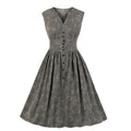 Women's long sleeveless retro floral dress - RICALOUX