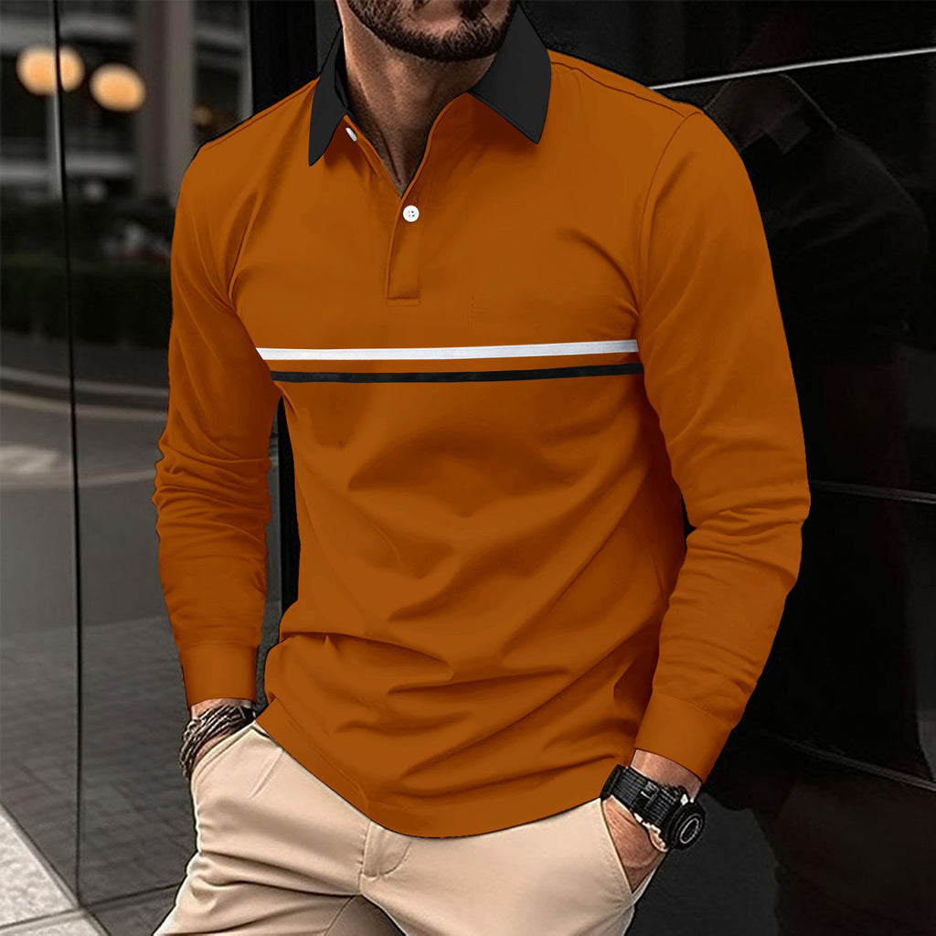 Button-down Long-sleeve Mens Sports Polo Shirt by Ricaloux