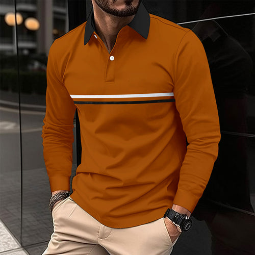 Button-down Long-sleeve Mens Sports Polo Shirt by Ricaloux