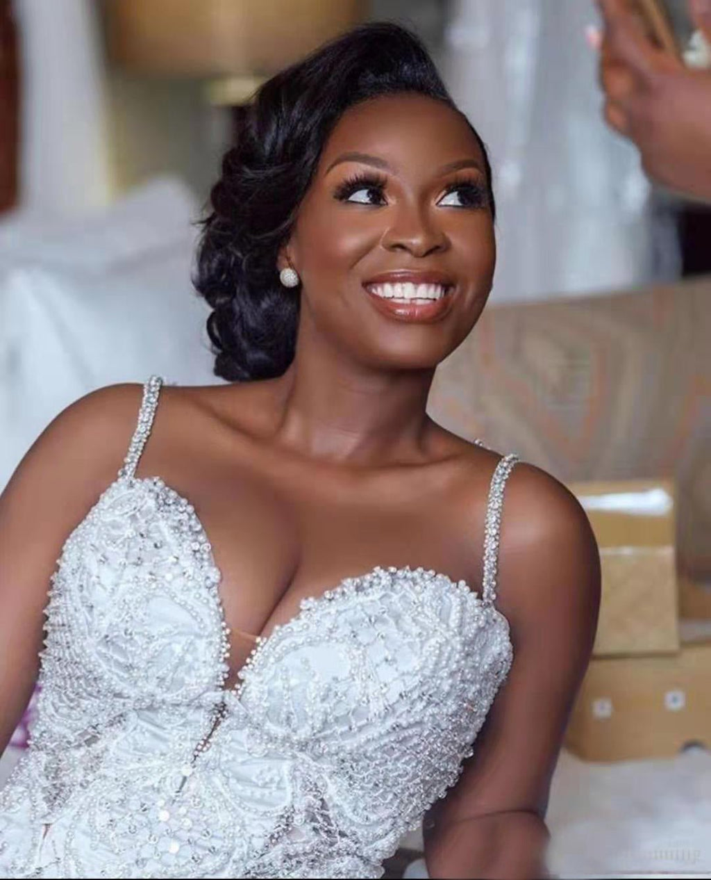 African mermaid cutout lace wedding dress - RICALOUX
