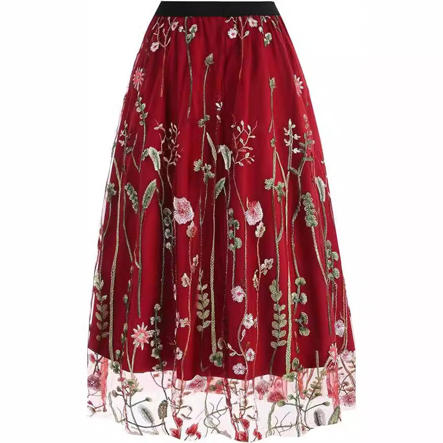 Womens Slim-Fit Floral Tulle Skirt by Ricaloux