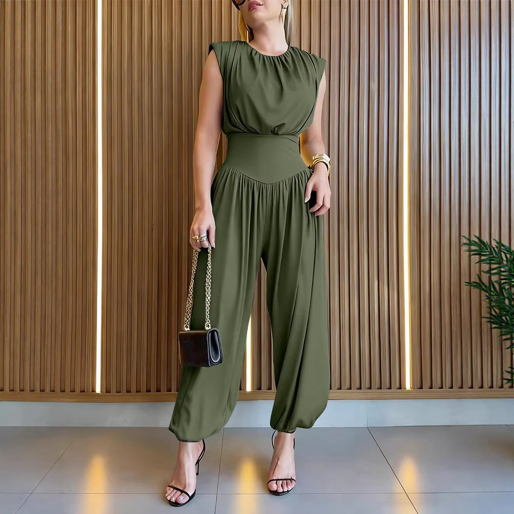 Womens Fashion Loose-fit Elegant Waist-cinching Jumpsuit by Ricaloux
