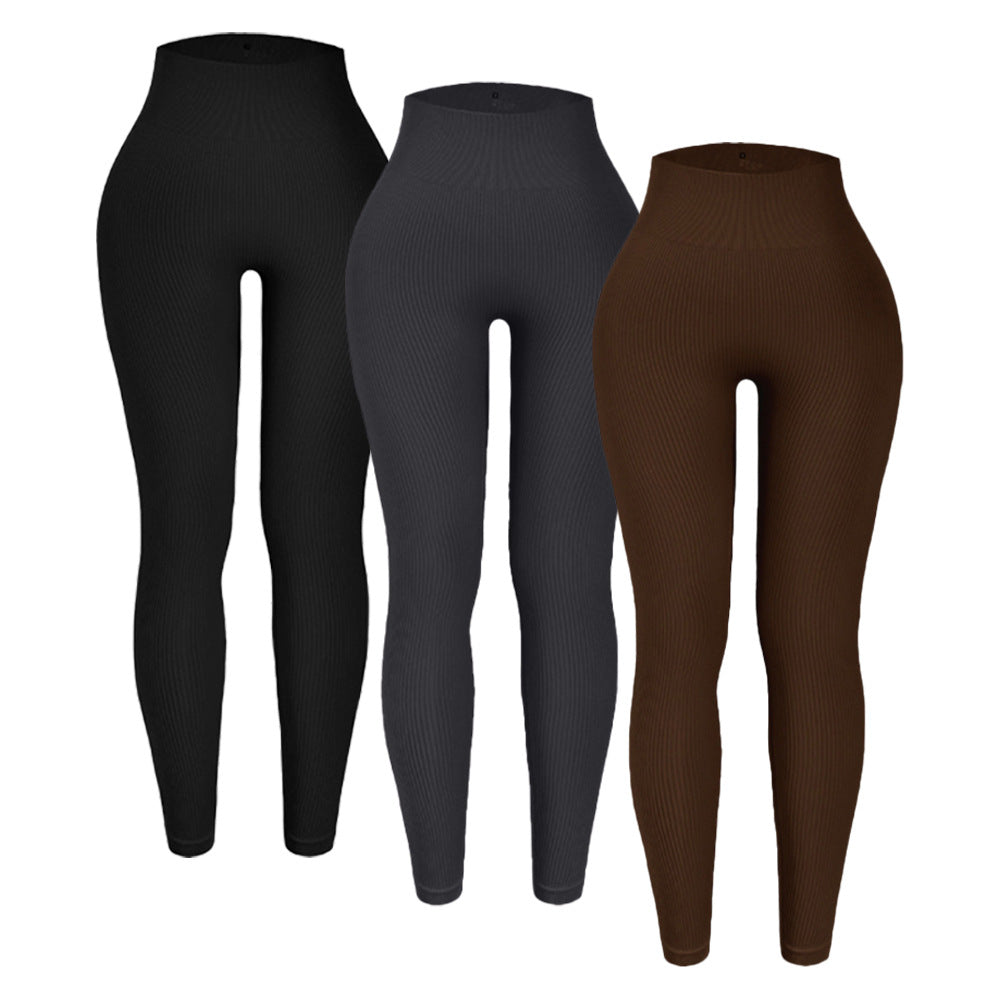 Ribbed Seamless Yoga Pants For Autumn And Winter, High-waisted Tight Sports Leggings, Yoga Apparel Leggings by Ricaloux