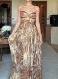 Sexy Bandeau Printed Hollow Satin Dress – Premium 4 | RICALOUX