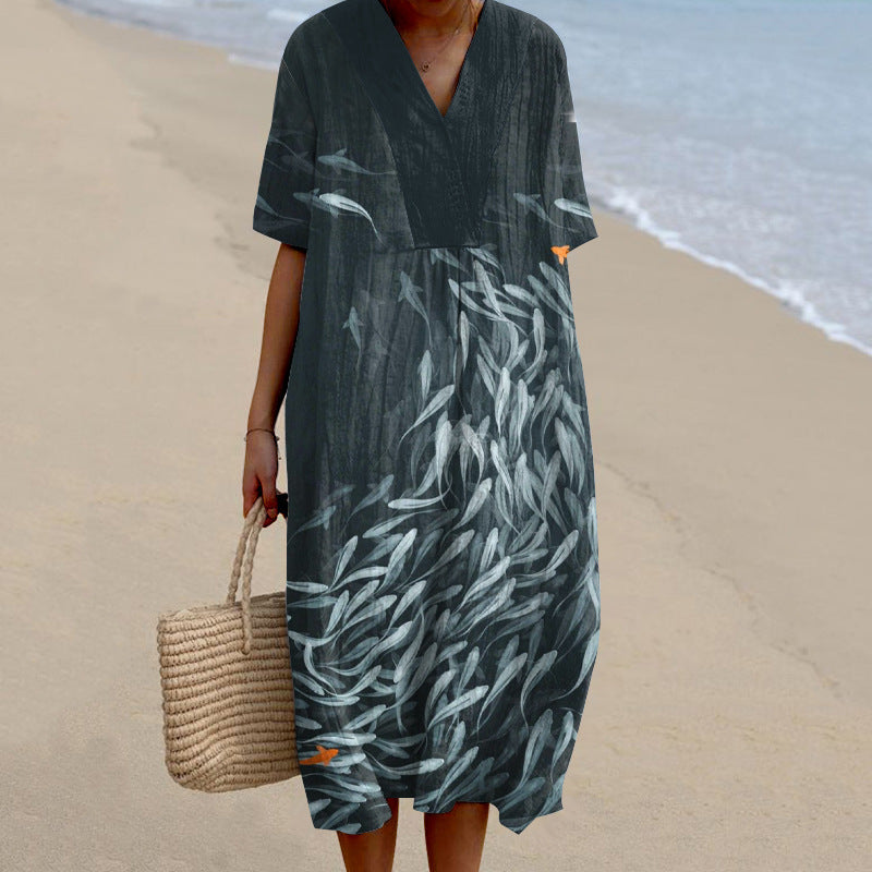 Womens Casual Dress With 3D-Printed Sleeves by Ricaloux