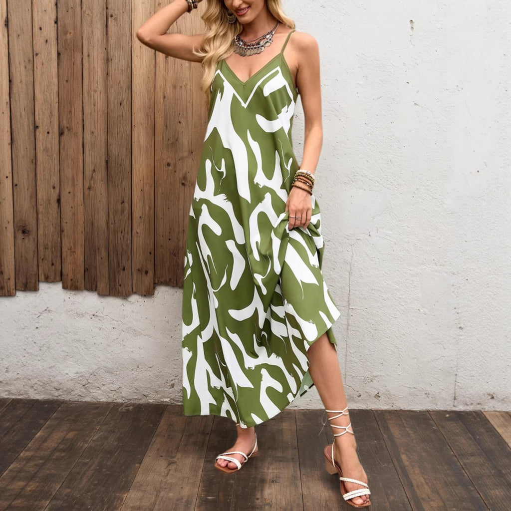 Womens FashionableCasual And Sexy Printed Strap Dress by Ricaloux