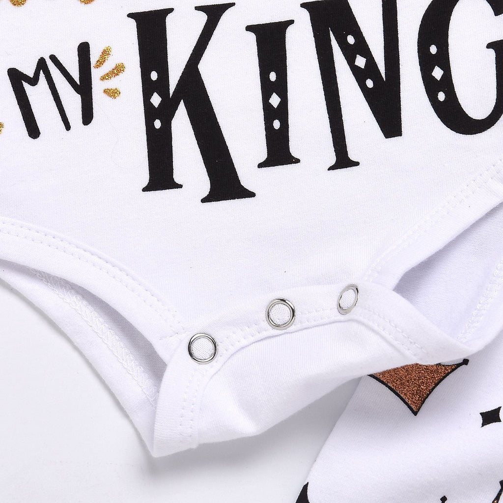 New Baby boys Clothing Set Tops Romper +Crown Pants - RICALOUX
