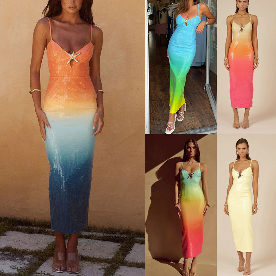 Womens Casual Strap Sequin-print Dress by Ricaloux