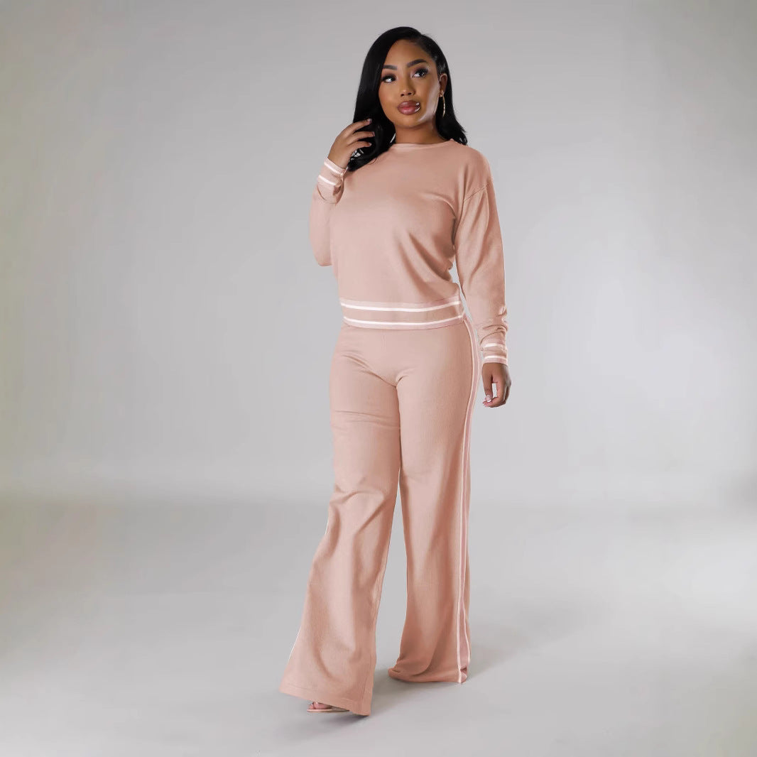 Womens Wide-Leg Casual Long Pants Set by Ricaloux