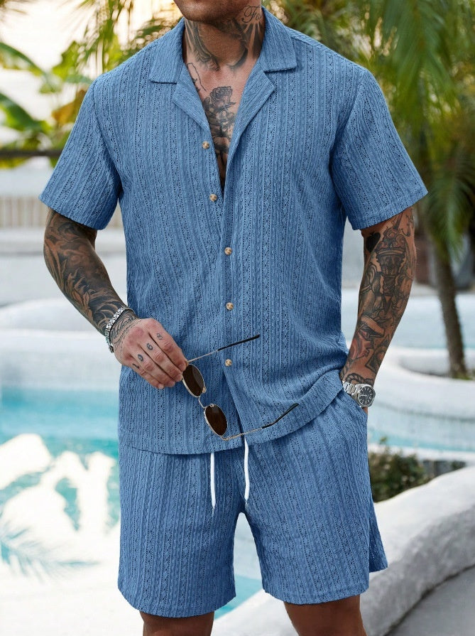 Mens Fashionable Printed Casual Shirt Set by Ricaloux