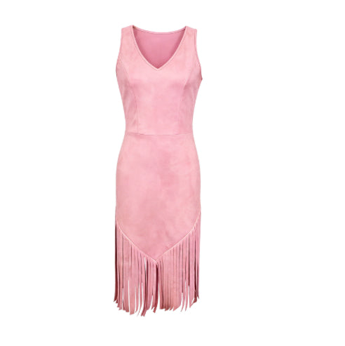 Suede Western Style Tassel Dress by Ricaloux