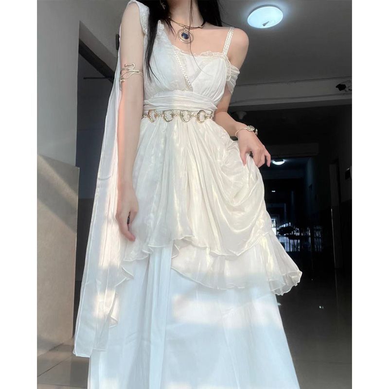 White Suspender Dress Pettiskirt - RICALOUX