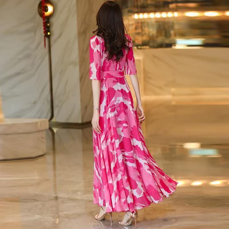 Spring Summer Printed Dress With A Fitted Waist Slimming Maxi Skirt – Premium 0 | RICALOUX