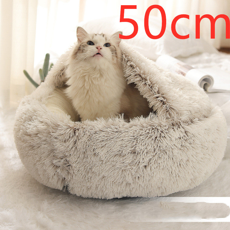2 In 1 Dog And Cat Bed Pet Winter Bed Round Plush Warm Bed House Soft Long Plush Pets Bed Pet Products by Ricaloux