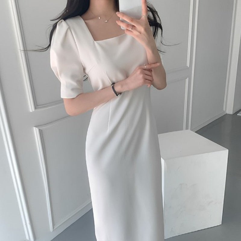 Split puff sleeve hip dress - RICALOUX