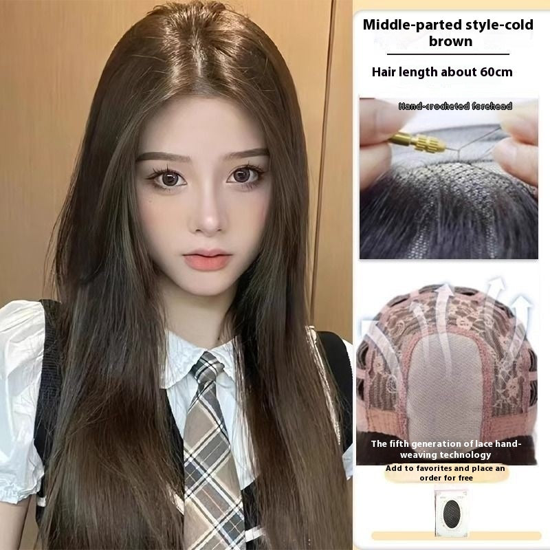 Jaulin Wig Women's Long Hair Forehead Lace Full-head Wig Mid-length Long Straight Hair Full Top Wig – Premium 0 | RICALOUX
