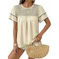 Womens Round-neck Ruffled Short-sleeve Blouse – Premium 0 | RICALOUX